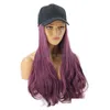 Visor Women Girl Long Curly Wig Synthetic Hairpiece Hair Extension med Baseball Cap Fashionable Antitraviolet Sun Hat Streetwear D DH4BN