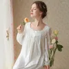 Women's Sleepwear Victorian Cotton Night Dress Gown Women French Style Vintage Lace Splice Long Sleeve Peignoir Fairy Nightgown Princess