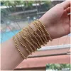 Braccialetti di collegamento a catena 10Pcs Bracciale elasticizzato con ciondolo a cuore in smalto con perline di rame Gioielli fatti a mano con perline d'oro per le donne 2022 Moda Vinta Dhczr