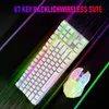 Combos T87 6 Buttons 2.4GHz Wireless Rechargeable Colorful Backlight 3 Gears 2400 DPI Adjustable Keyboard Mouse Combos Set for Office