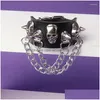 Kettingschakelarmbanden mode punk armband voor mannen vrouwen gothic lederen polsband met metalen bezaaide spike klinknagels drop levering j dhrjt