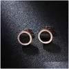 Earrings Necklace 316L Titanium Steel Jewelry Set Rose Gold Black Enamel Ring Drop Delivery Sets Dhmd3