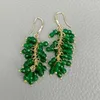 Boucles d'oreilles pendantes KKGEM 4mm facettes rondes vert jade plaqué or longue goutte crochet bijoux pour femmes mariage