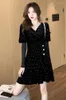 Casual Dresses Winter White Gauze Splicing Velvet Sequined Fishtail Of Cultivate One's Morality False Two Render Fashion Dress