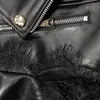 Kvinnors läder äkta jacka spetsar fårskinn vårrockar motorcykel smala korta jackor veste cuir femme