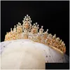 Hair Clips Barrettes Tirim Luxury Bride Tiara And Crowns Wedding Colorf Fl Crysta Lcubic Zirconia Fashion Accessories Queen Party Dh1Ph