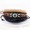 Kettengliederarmbänder Europäische und amerikanische Explosionsmodelle Mtilayer-Lederarmband Herren Classic Devils Eye Beaded Braided Drop De Dhrto