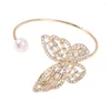 Charm Armband Eub 10st Gold Tone Farterfly Crystal Rhinestone Wide Wrap Arm Armband Cuff Imitation Pearl Opening Bangles Drop de Dhh4l