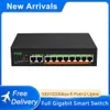 Switches ROCINN Hot 10 Ports POE Ethernet Switch 48V VLAN 10/100Mbps IEEE 802.3 af/at Network Switch for CCTV IP Camera Wireless AP 250M