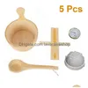 Set di accessori da bagno 5 pezzi Accessori per sauna di lusso in legno Accessori per bagno turco Cucchiaio a botte Lampada a clessidra per e Spa Drop Delivery Giardino domestico Dhhnt