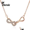 Naszyjniki wisiorek chereda genialny sześcien cyrkon Naszyjnik Nieskończoność Choker Femme Rose Gold Collars Women Lover Fashion Jewelry Dhbfa