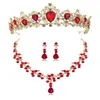 Hårklämmor Barrettes Trendiga lyxiga kristallbrudbruder Diadem Rödgrön Royal Blue Diamante Bröllopskronor och tiaror för kvinnor prom -tillbehör