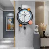 Zegary ścienne pomarańczowe i białe światło luksusowy zegar nordycki domowy dekoracje salonu
