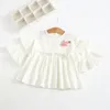 Robes de fille robe Melario de fille mignonne à manches longues broderie col rond enfant vêtements pour enfants vêtements pour enfants fête décontractée