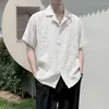 Męskie koszule z krótkim rękawem kwiat Jacquard Men koszulka moda koreańska v-deni luźne męskie kwieciste streetwear letnise ropa hombre
