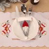 Set di stoviglie Decorazioni natalizie Cappello di Natale Forchetta Coltello Posate Sacchetti Cartone animato Riutilizzabile Decorazione pasquale Copertine per la tavola Borsa lavabile