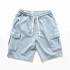 Summer New Couple Style High Weight Water Wash Cotton Knitted Work Wear Casual Shorts Fashion Loose Multi Pocket Men's{category}