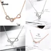 Naszyjniki wisiorek chereda genialny sześcien cyrkon Naszyjnik Nieskończoność Choker Femme Rose Gold Collars Women Lover Fashion Jewelry Dhbfa