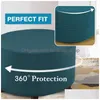 Chair Covers Ers Elastic Round Ottoman Sliper Footstool Protector Removable Washable Stretch Storage Sofa Foot Er For Living Room Dr Dhe2D