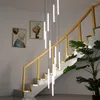 Ljuskronor villa lång spiral kristall ljuskrona för trappa dekor guld modern cristal lampa lyx vardagsrum lyster led hängande ljus