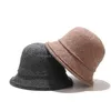 Wide Brim Hats Bucket Retro Pure Wool Fisherman Hat Women Street Trend Basin Autumn Winter Outdoor Solid Color Vintage Warm Cap Dr Dhu3L