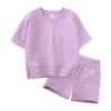 Enfants Designer Vêtements Ensembles Garçons D'été Vêtements Décontractés Ensembles Filles Sports Solides Survêtements Enfant À Manches Courtes Tops Pantalons Costumes Hoodies Shorts Sportwerar BC660