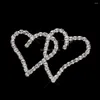 Broches 5,1 cm brillant plaqué argent clair strass diamante thème de l'amour double coeur broche broche