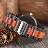 Montres-bracelets pour hommes Creative pleine montre en bois de luxe noir/saphir bleu lustre cadran bambou bois Quartz-montre décontracté Sport horloge Reloj Hombr