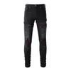 Herrdesigner jeans mode rippade mager smala fit mens motorcykel cyklister byxor high street hip humle orolig förstörde denim jean jogger byxor