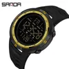Relógios de pulso Sande Men Digital Men led Backlight Electronic Watch Luxury Famous Big Dial Dial Male Sport Watches Quartz 2023