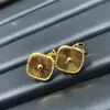 4 잎 클로버 귀 클립의 선임 감각 18K 금 자연 자연 마더 오브 퓨어 자녀 이어 구멍이없는 기질이 귀걸이