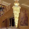 Wall Lamp Rotating Stair Chandelier Living Room Duplex Building Villa Middle Hollow Crystal Led