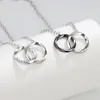 Pendentif Colliers Liés Mobius Cercle Anneaux Collier Pour Femmes Hommes Zircon Lettre Amour Mode Mariage Couple Bijoux Cadeau