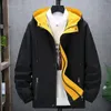 Jackets de jaquetas masculinos coloras de casaco combinando capuz zíper bolsos de luta de streetwear primavera outono de bombardeiro solo casaco de beisebol de bombardeiro solto