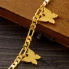 Link Bracelets 21cm Gold Plated Charm Butterfly Shaped Anklet Trinidad And Tobago Africa For Man Women Jewelry Wedding Party Gift