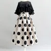 Kjolar elegant prick lös kjol kvinnor 2023 sommar koreansk stil vintage mode kvinnlig casual maxi bollklänning toppar z70