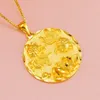 Femmes hommes pendentif chaîne ronde poisson fleur motif réel or jaune 18 carats rempli solide mode bijoux cadeau