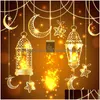 Andere feestelijke feestbenodigdheden Eid Mubarak LED Hanglampen Batterij aangedreven Decoratielamp Ramadan 3D Acryllampen Hanger Musli Dhxjr