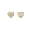 Guldfärg Small Heart Stud örhängen Designer för kvinnor smycken kristallpärlörhängen lyxig bröllopspresent