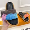 2023 mode läder tofflor tryckt plysch bomullsskivor kvinnor inomhus hus skor platt mysiga hem tofflor sommar flip flops läder damer sandaler storlek US 4.5-8.5 -263