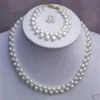 Nowy znakomity oryginalny zestaw biżuterii perłowej naturalny 7-8 mm naturalny biały różowy hodowlany naszyjnik Akoya Pearl Bracelets Kodek 235c