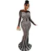 Casual Dresses 2023 Full Sleeve Memaild Maxi Dress Floor-Length aftonklänning Kvinnor Elegant Fashion Bride-paljetter