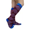 Men's Socks Winter Mens Long Tube Knee High Softy Formal Dress Suit Sexy For Male Business Plaid Fashion Hose Stocking