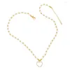 Pendant Necklaces FLOLA Chunky White Pearl Beaded Chain Copper Zircon Heart For Women Gold Plated Crystal Jewelry Gift Nkeb621