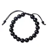 Beaded Strand Natural Obsidian Anti Fatigue Bracele 610Mm Round Men Bracelet Adjustable Handsome Black Beads Bracelets For Women Jew Dhajo