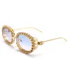 Luxury Rhinestone Hollow Design Metal Women Diamond Fashionable High Quality Shades Trendy Custom Logo Sun Glasses