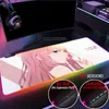 Repose motif personnalisé bricolage grand Anime Darling In The Franxx RGB Hub Gaming 4 ports USB tapis de souris zéro deux tapis de souris lumière LED Mausepad