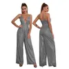 sequins one piece jumpsuit women spaghetti strap deep v neck club wear jumpsuits