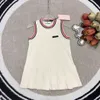 23ss enfants vêtements de créateurs filles robe robes de princesse robe d'été classique encolure rayée patchwork gilet plissé robe vêtements pour enfants