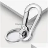 Keychains Lanyards Unisex Key Chain Stainless Steel Gourd Buckle Carabiner Keychain Waist Belt Clip Keyring Antilost Ring Car Deco Dhw8F